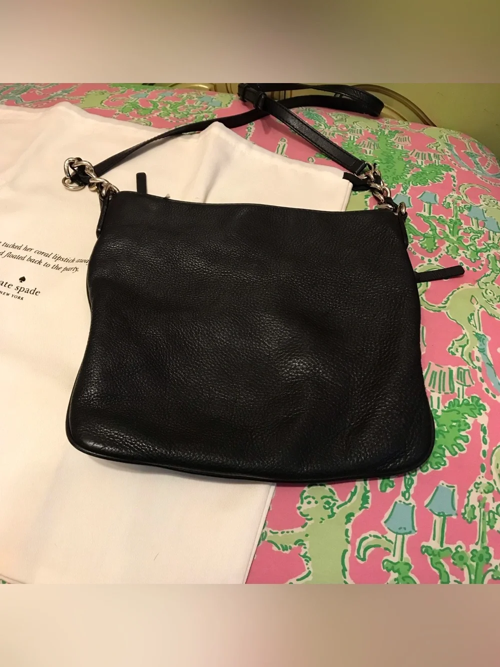 Kate Spade black and silver cobble hill Ellen crossbody purse